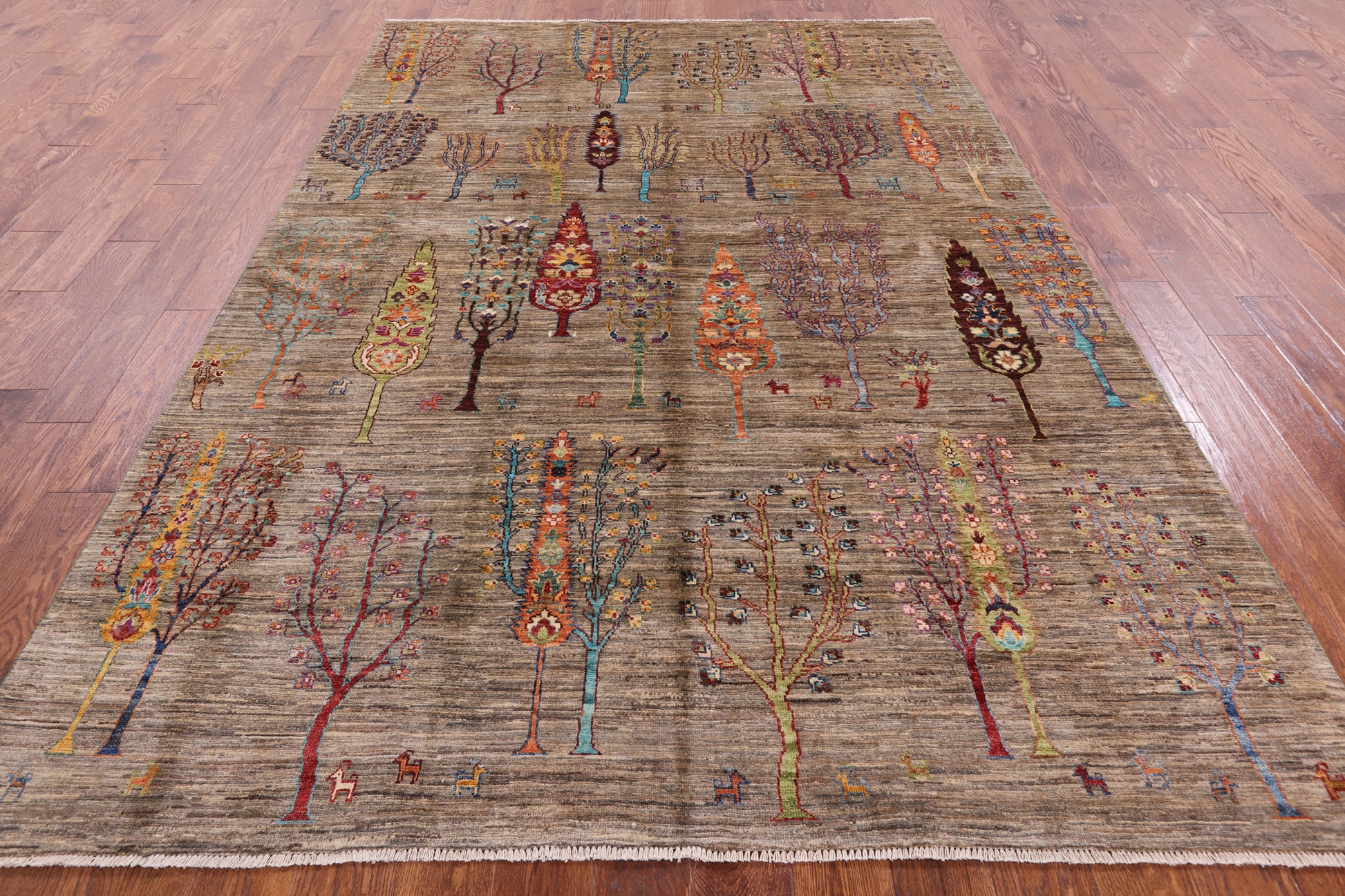 Tribal Persian Gabbeh Hand Knotted Wool Rug - 6' 7" X 9' 8" - Golden Nile