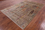 Tribal Persian Gabbeh Hand Knotted Wool Rug - 6' 7" X 9' 8" - Golden Nile