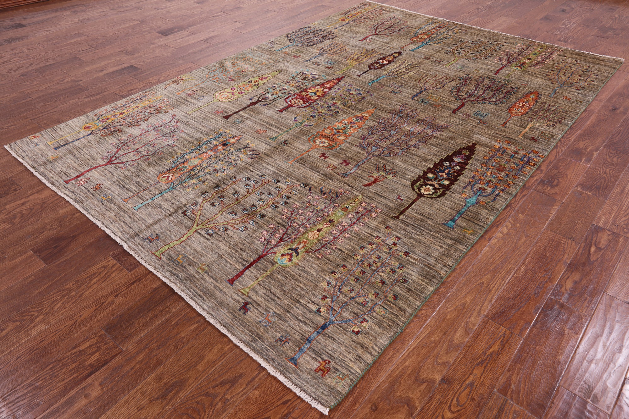 Tribal Persian Gabbeh Hand Knotted Wool Rug - 6' 7" X 9' 8" - Golden Nile