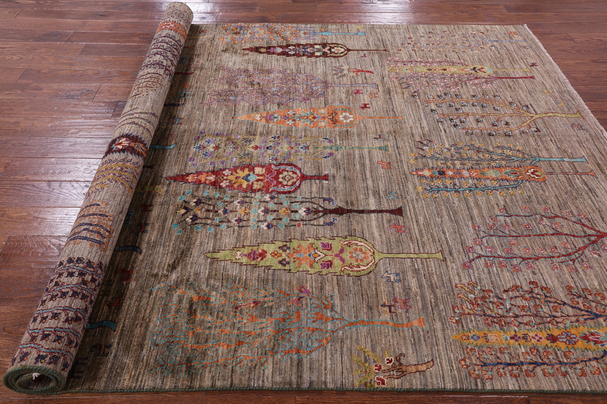 Tribal Persian Gabbeh Hand Knotted Wool Rug - 6' 7" X 9' 8" - Golden Nile