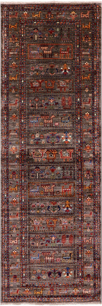 Persian Gabbeh Handmade Wool Runner Rug - 2' 10" X 8' 8" - Golden Nile