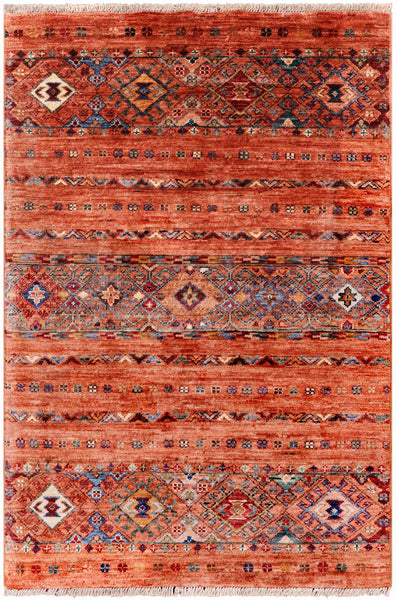 Khorjin Persian Gabbeh Hand Knotted Wool Rug - 2' 8" X 4' 1" - Golden Nile