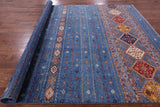 Blue Khorjin Persian Gabbeh Hand Knotted Wool Rug - 7' 11" X 11' 1" - Golden Nile