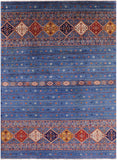 Blue Khorjin Persian Gabbeh Hand Knotted Wool Rug - 7' 11" X 11' 1" - Golden Nile