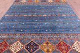 Blue Khorjin Persian Gabbeh Hand Knotted Wool Rug - 7' 11" X 11' 1" - Golden Nile