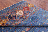 Blue Khorjin Persian Gabbeh Hand Knotted Wool Rug - 7' 11" X 11' 1" - Golden Nile