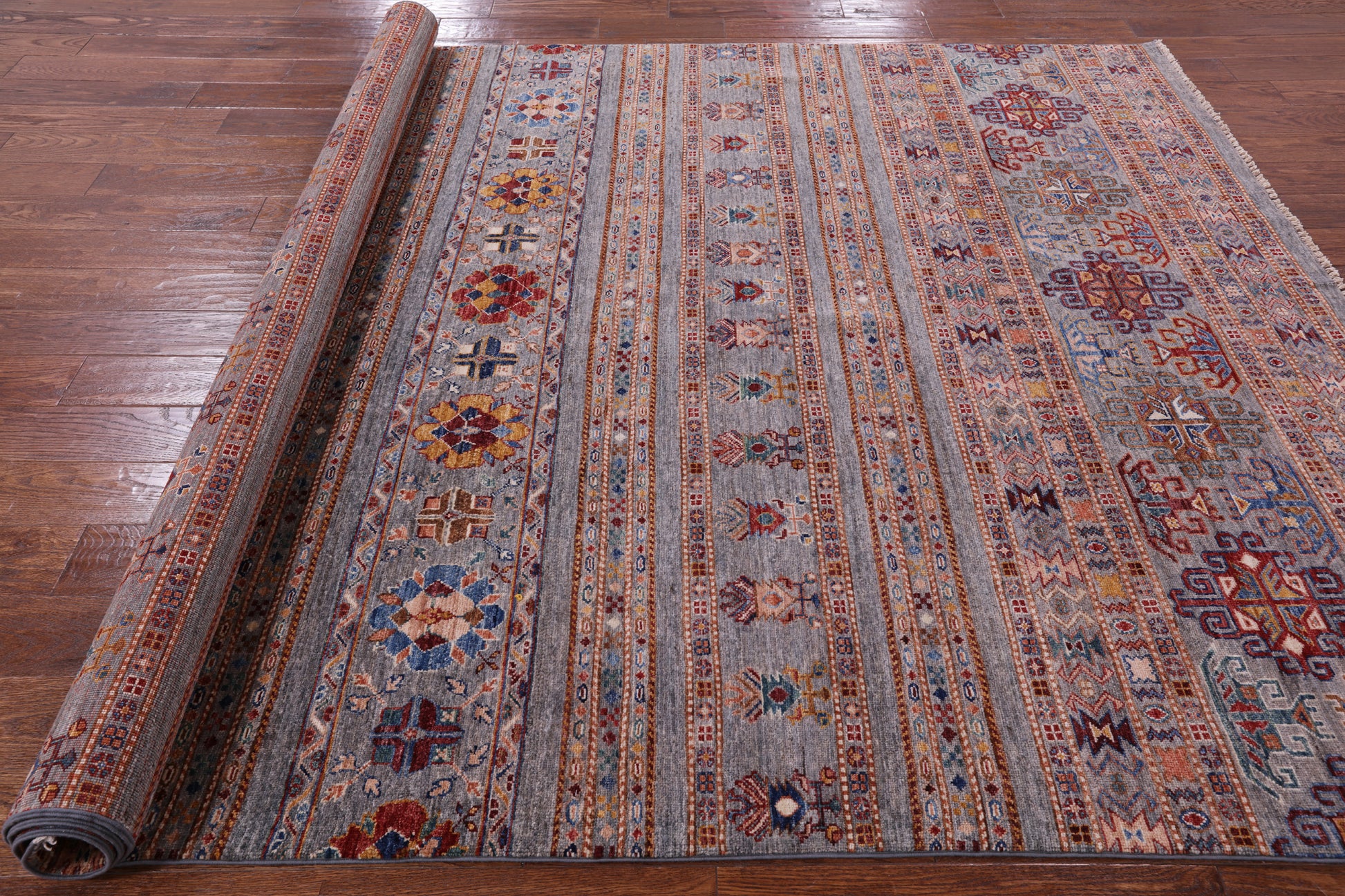 Tribal Persian Gabbeh Handmade Wool Rug - 6' 11" X 9' 11" - Golden Nile