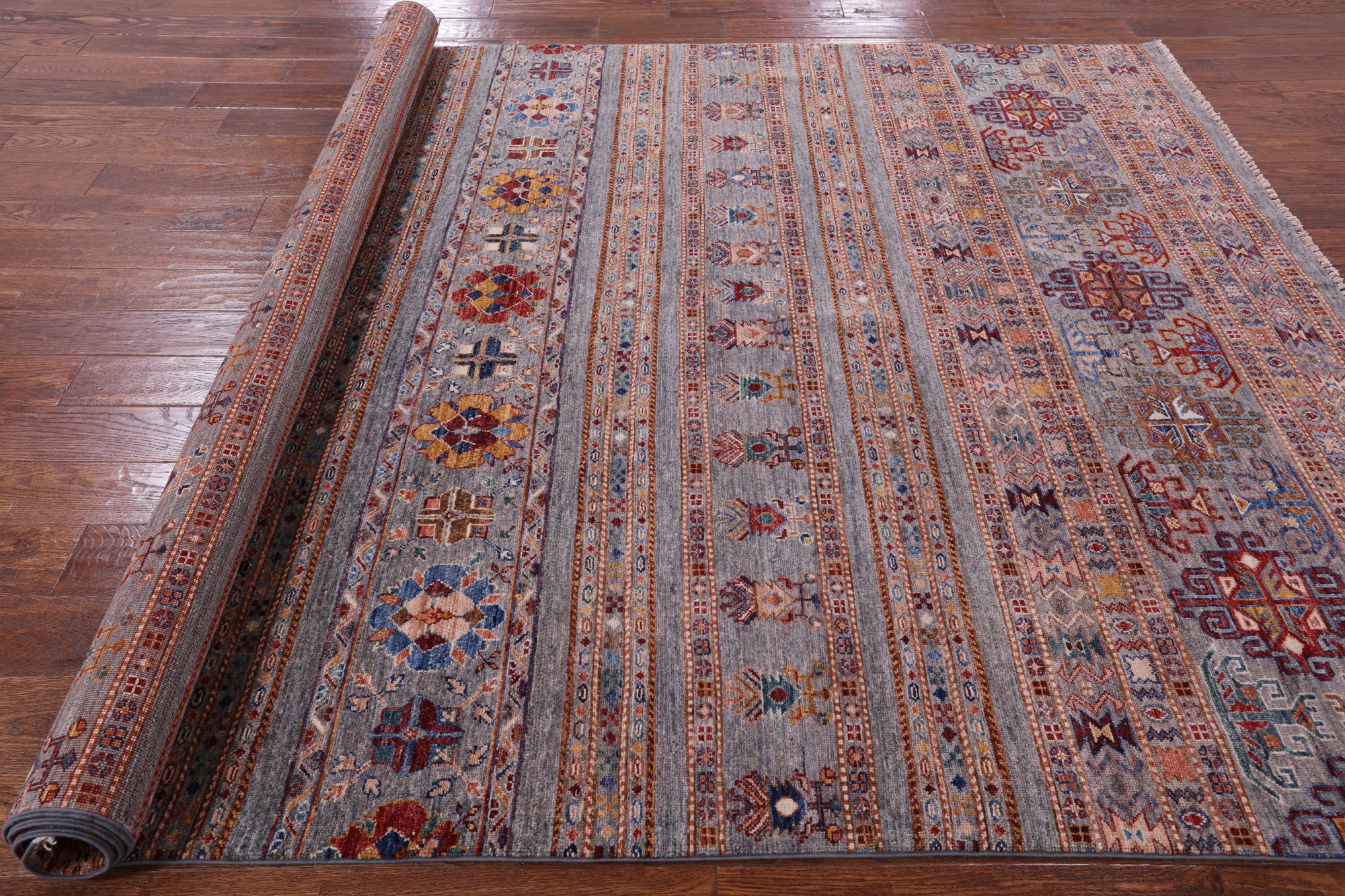 Tribal Persian Gabbeh Handmade Wool Rug - 6' 11" X 9' 11" - Golden Nile