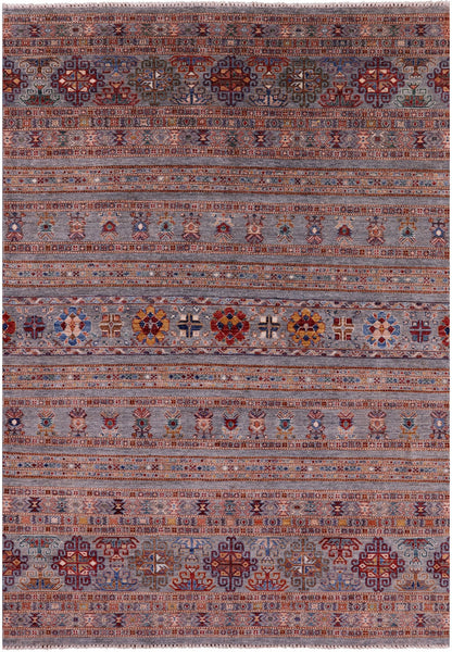 Tribal Persian Gabbeh Handmade Wool Rug - 6' 11" X 9' 11" - Golden Nile