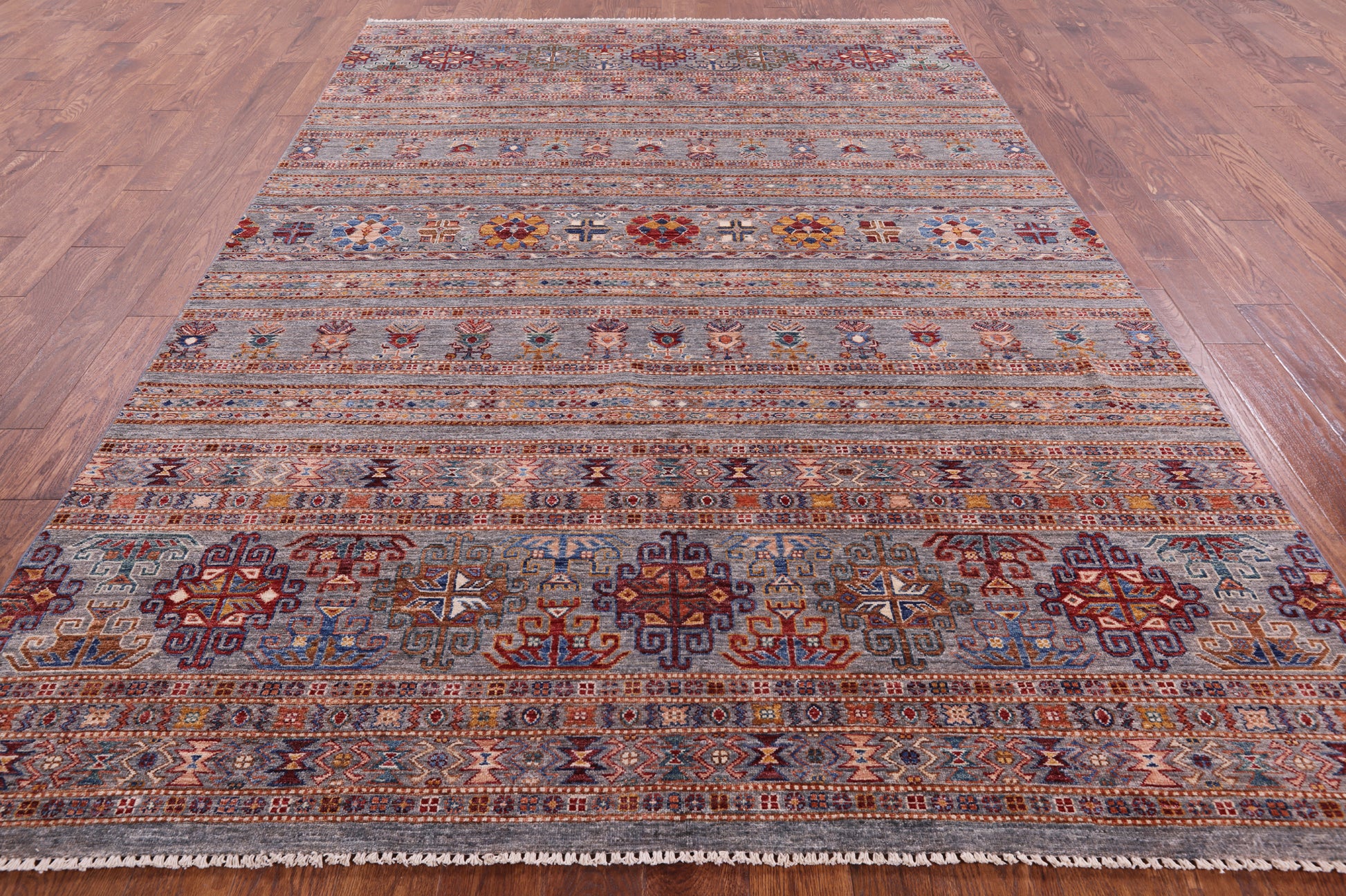 Tribal Persian Gabbeh Handmade Wool Rug - 6' 11" X 9' 11" - Golden Nile