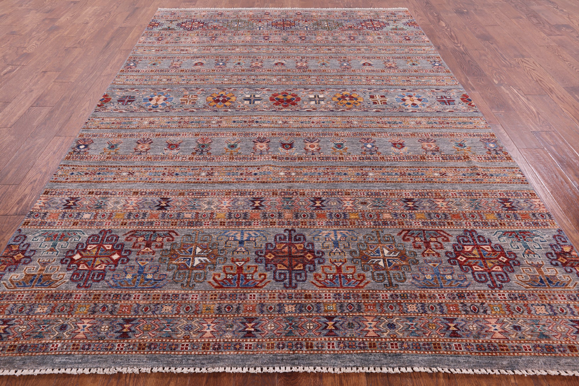 Tribal Persian Gabbeh Handmade Wool Rug - 6' 11" X 9' 11" - Golden Nile