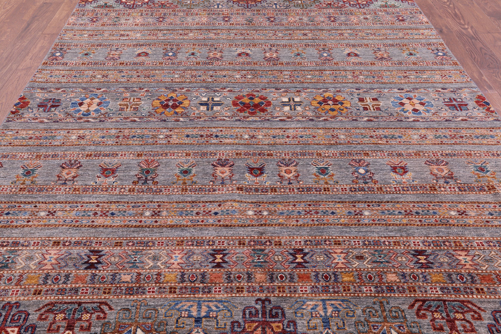 Tribal Persian Gabbeh Handmade Wool Rug - 6' 11" X 9' 11" - Golden Nile