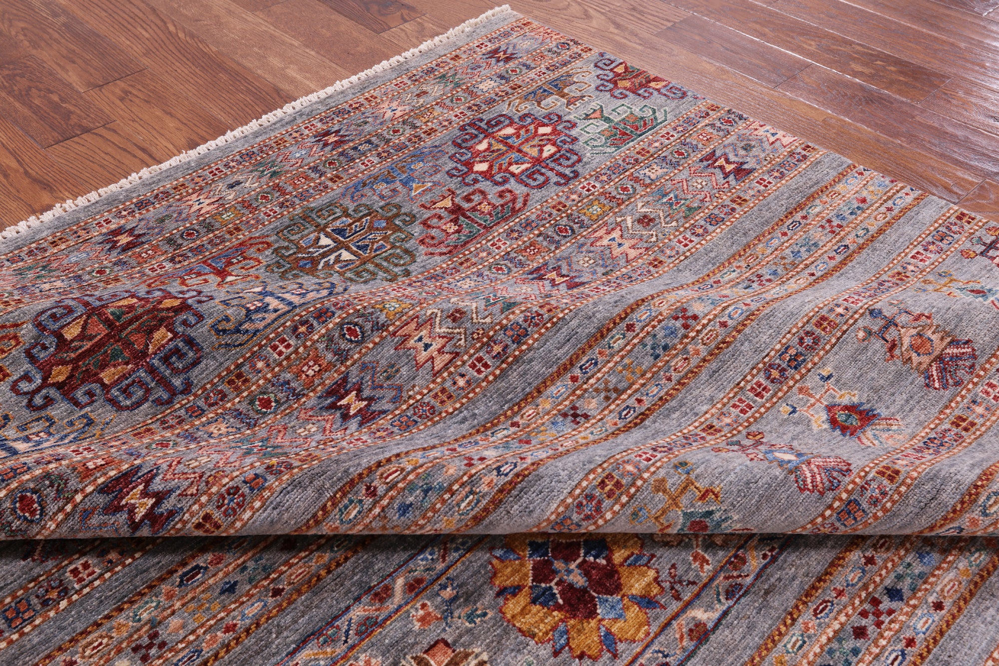 Tribal Persian Gabbeh Handmade Wool Rug - 6' 11" X 9' 11" - Golden Nile