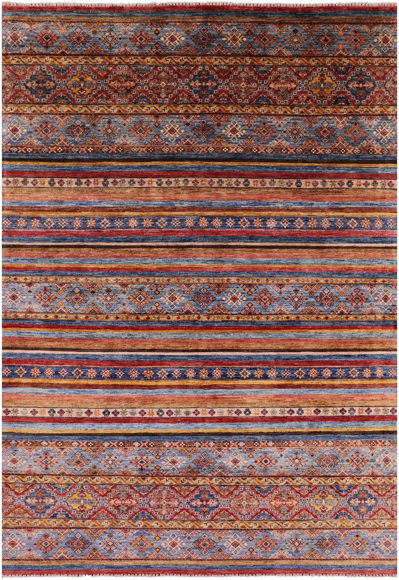 Tribal Khorjin Persian Gabbeh Hand Knotted Wool Rug - 6' 8" X 9' 9" - Golden Nile