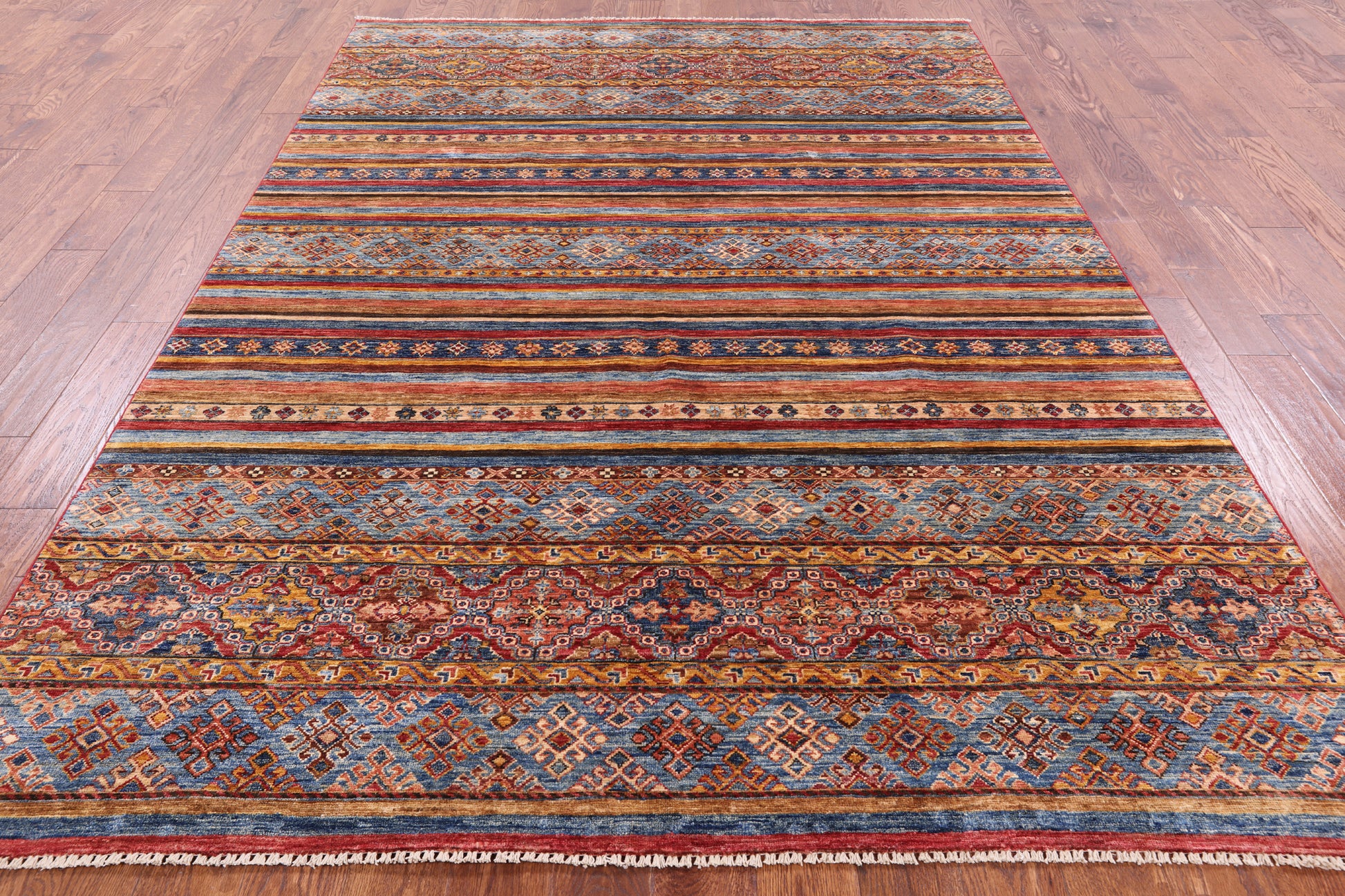 Tribal Khorjin Persian Gabbeh Hand Knotted Wool Rug - 6' 8" X 9' 9" - Golden Nile