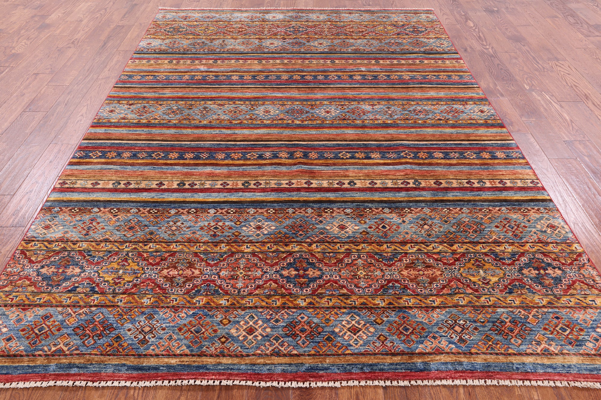 Tribal Khorjin Persian Gabbeh Hand Knotted Wool Rug - 6' 8" X 9' 9" - Golden Nile