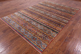 Tribal Khorjin Persian Gabbeh Hand Knotted Wool Rug - 6' 8" X 9' 9" - Golden Nile