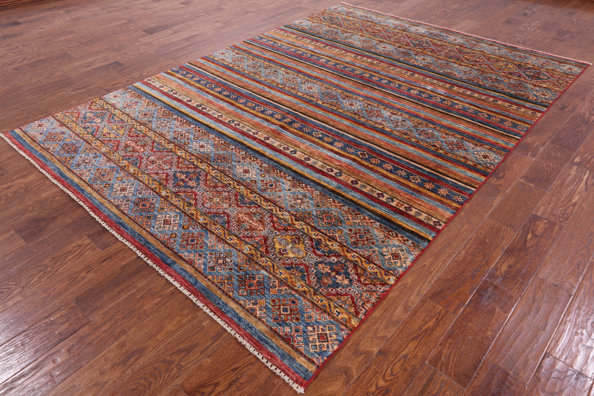 Tribal Khorjin Persian Gabbeh Hand Knotted Wool Rug - 6' 8" X 9' 9" - Golden Nile