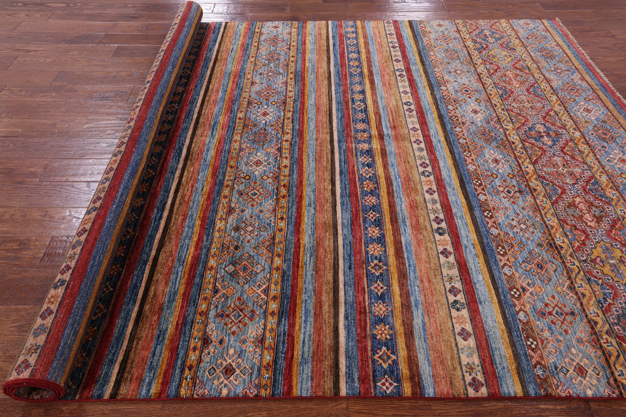 Tribal Khorjin Persian Gabbeh Hand Knotted Wool Rug - 6' 8" X 9' 9" - Golden Nile