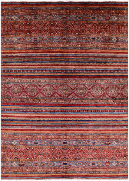 Tribal Khorjin Persian Gabbeh Hand Knotted Wool Rug - 6' 10" X 9' 8" - Golden Nile