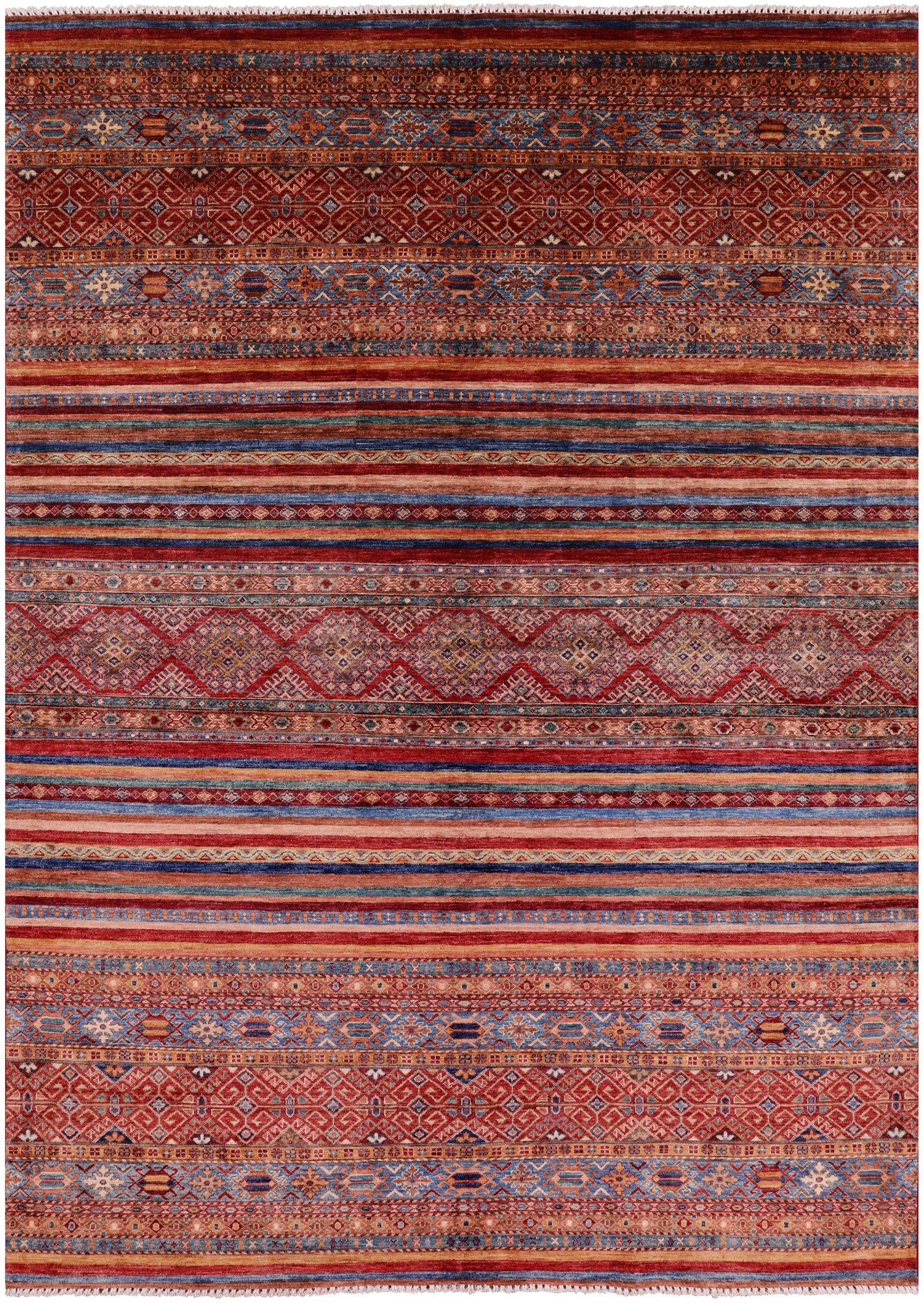 Tribal Khorjin Persian Gabbeh Hand Knotted Wool Rug - 6' 10" X 9' 8" - Golden Nile