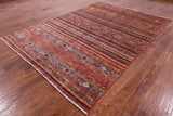 Tribal Khorjin Persian Gabbeh Hand Knotted Wool Rug - 6' 10" X 9' 8" - Golden Nile