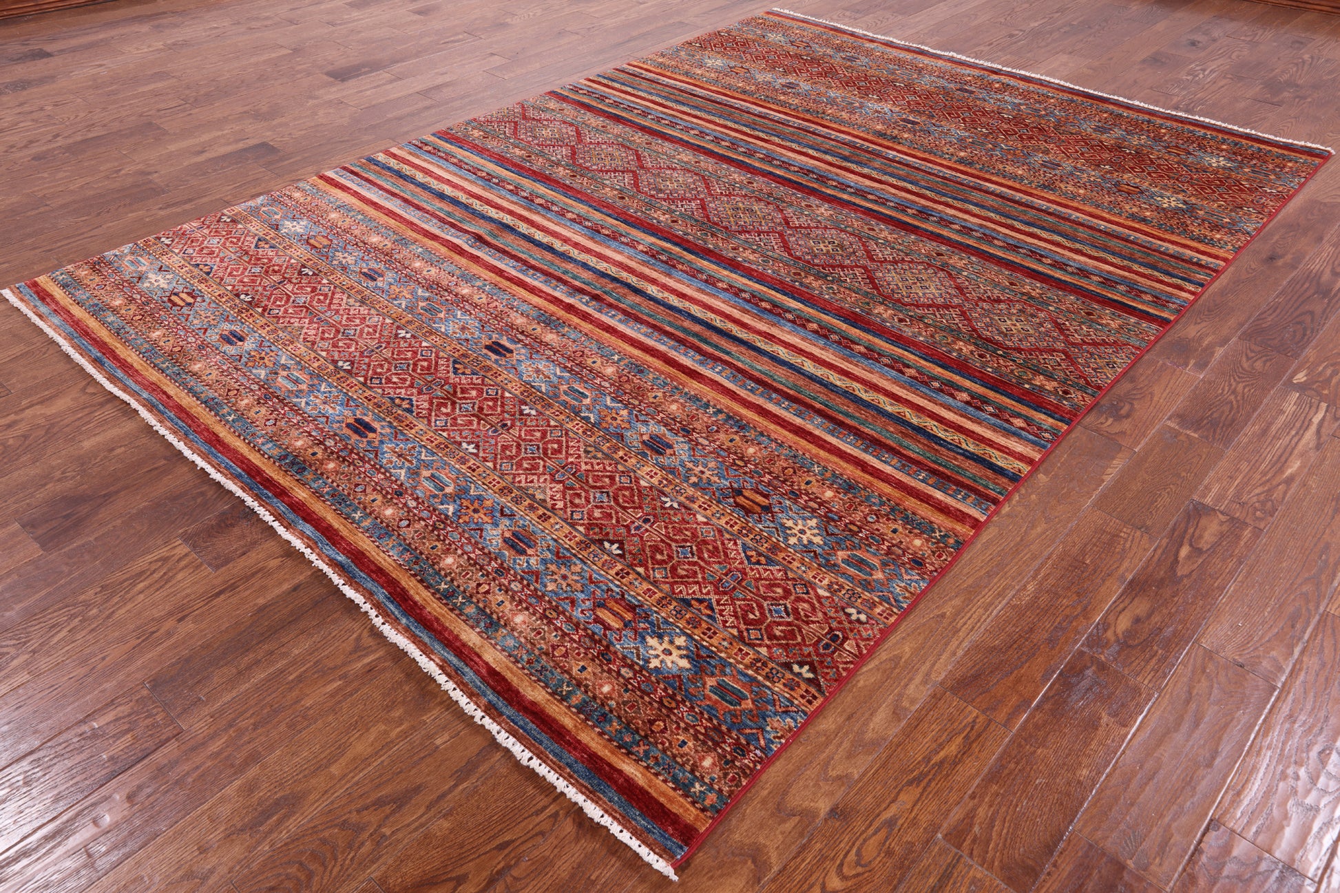 Tribal Khorjin Persian Gabbeh Hand Knotted Wool Rug - 6' 10" X 9' 8" - Golden Nile