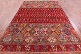 Red Tribal Khorjin Persian Gabbeh Hand Knotted Wool Rug - 6' 7" X 10' 0" - Golden Nile