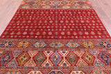 Red Tribal Khorjin Persian Gabbeh Hand Knotted Wool Rug - 6' 7" X 10' 0" - Golden Nile