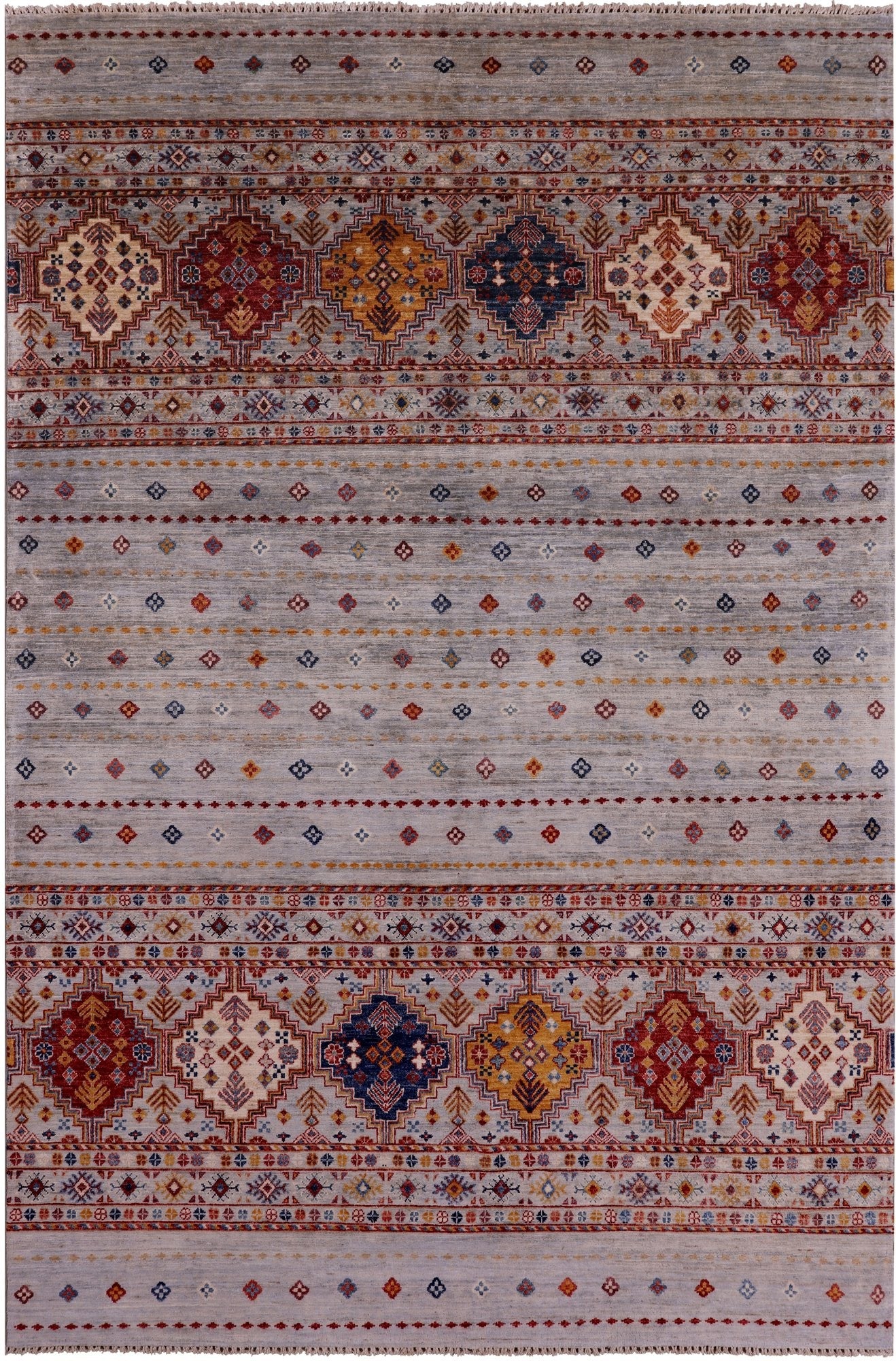 Khorjin Persian Gabbeh Hand Knotted Wool Rug - 6' 6" X 9' 8" - Golden Nile