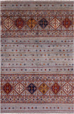Khorjin Persian Gabbeh Hand Knotted Wool Rug - 6' 6" X 9' 8" - Golden Nile