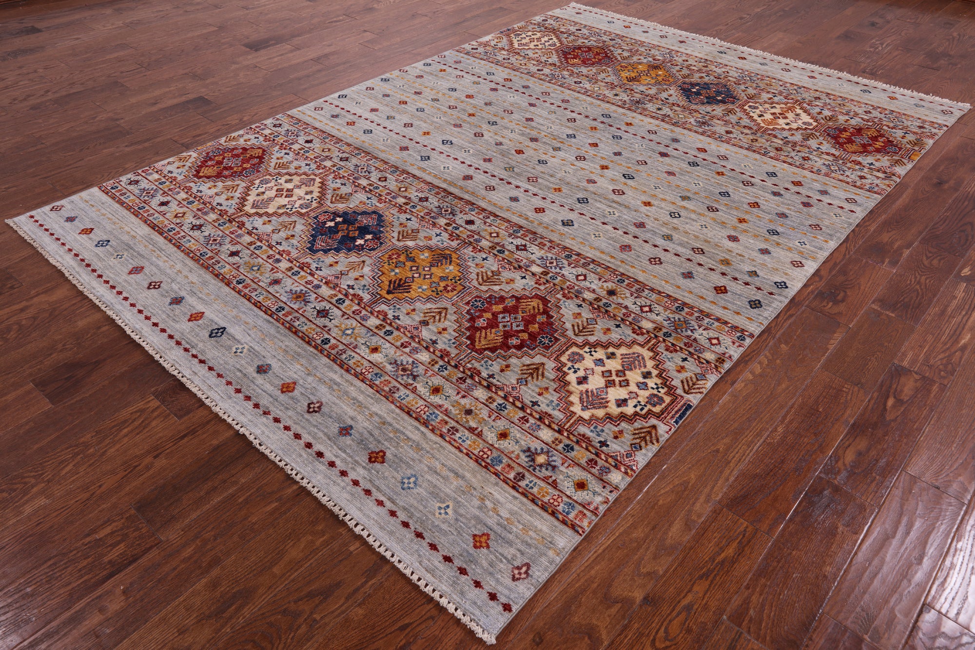 Khorjin Persian Gabbeh Hand Knotted Wool Rug - 6' 6" X 9' 8" - Golden Nile
