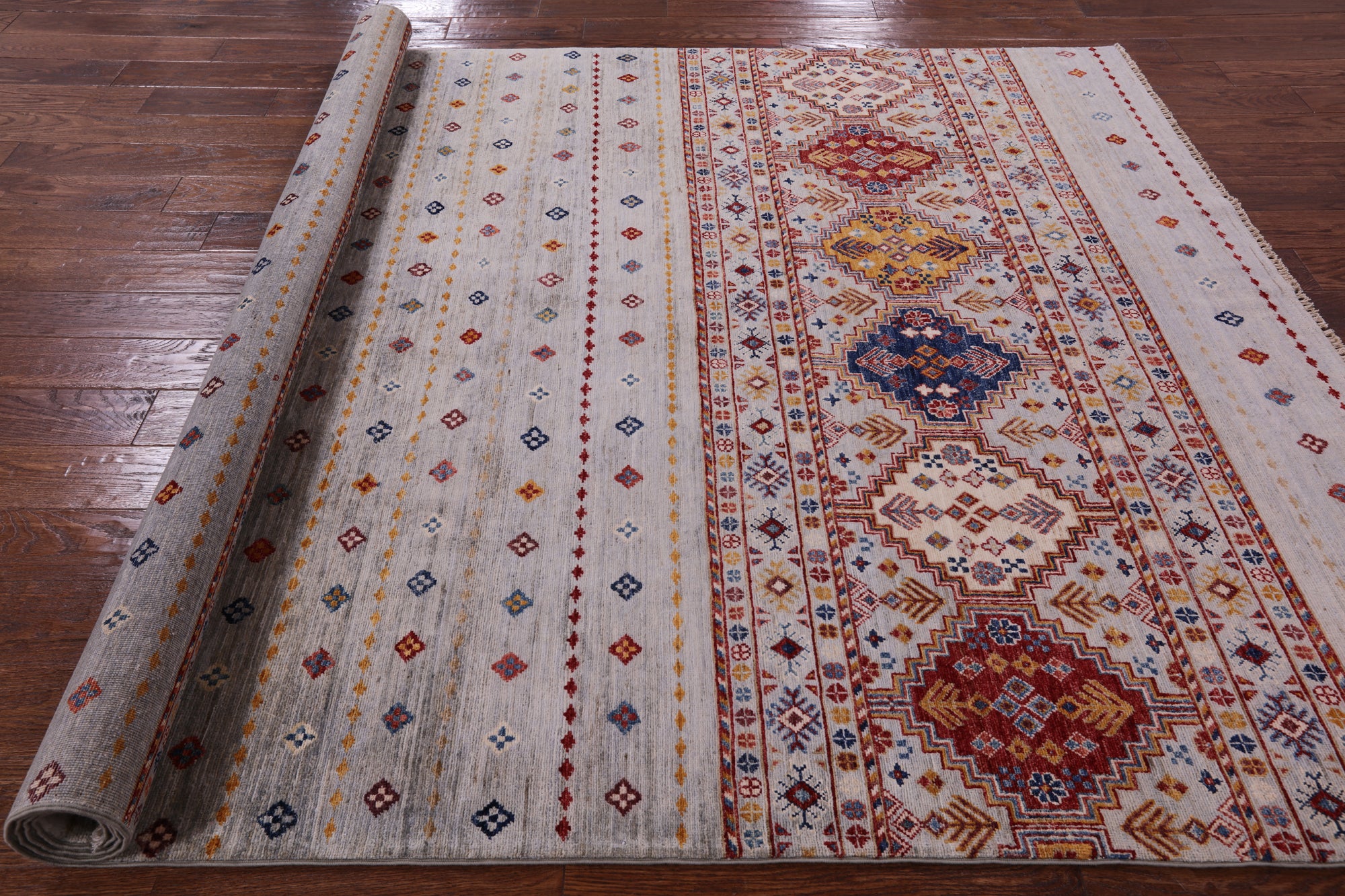 Khorjin Persian Gabbeh Hand Knotted Wool Rug - 6' 6" X 9' 8" - Golden Nile