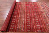 Red Khorjin Persian Gabbeh Handmade Wool Rug - 5' 10" X 7' 10" - Golden Nile