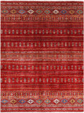 Red Khorjin Persian Gabbeh Handmade Wool Rug - 5' 10" X 7' 10" - Golden Nile