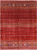 Red Khorjin Persian Gabbeh Handmade Wool Rug - 5' 10" X 7' 10" - Golden Nile