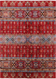 Red Tribal Khorjin Persian Gabbeh Hand Knotted Wool Rug - 5' 6" X 7' 9" - Golden Nile