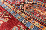 Red Tribal Khorjin Persian Gabbeh Hand Knotted Wool Rug - 5' 6" X 7' 9" - Golden Nile