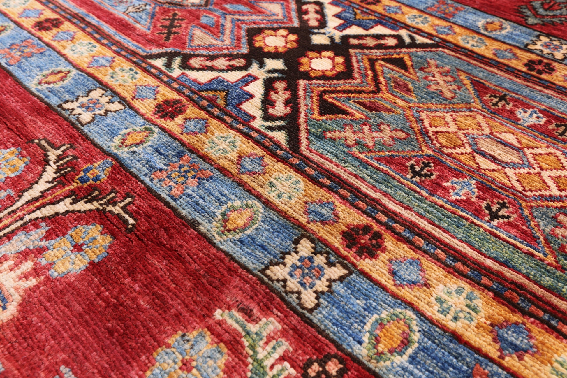 Red Tribal Khorjin Persian Gabbeh Hand Knotted Wool Rug - 5' 6" X 7' 9" - Golden Nile