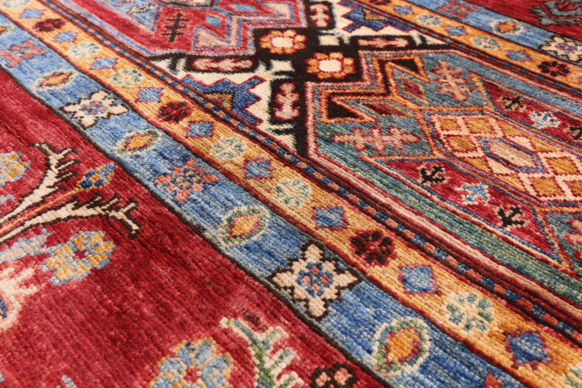 Red Tribal Khorjin Persian Gabbeh Hand Knotted Wool Rug - 5' 6" X 7' 9" - Golden Nile