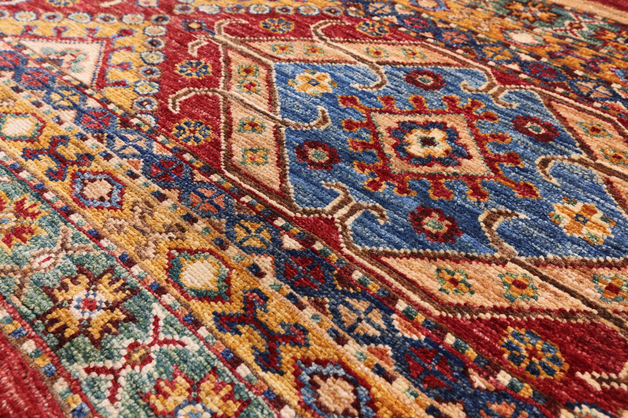 Tribal Khorjin Persian Gabbeh Handmade Wool Rug - 5' 8" X 7' 8" - Golden Nile