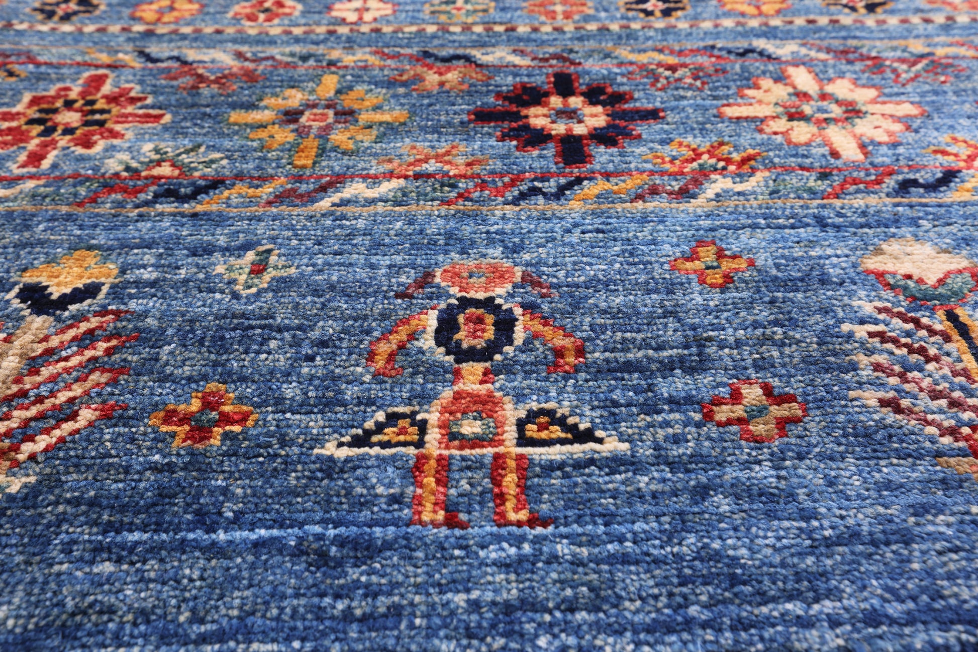 Blue Tribal Persian Gabbeh Hand Knotted Wool Rug - 5' 6" X 8' 5" - Golden Nile