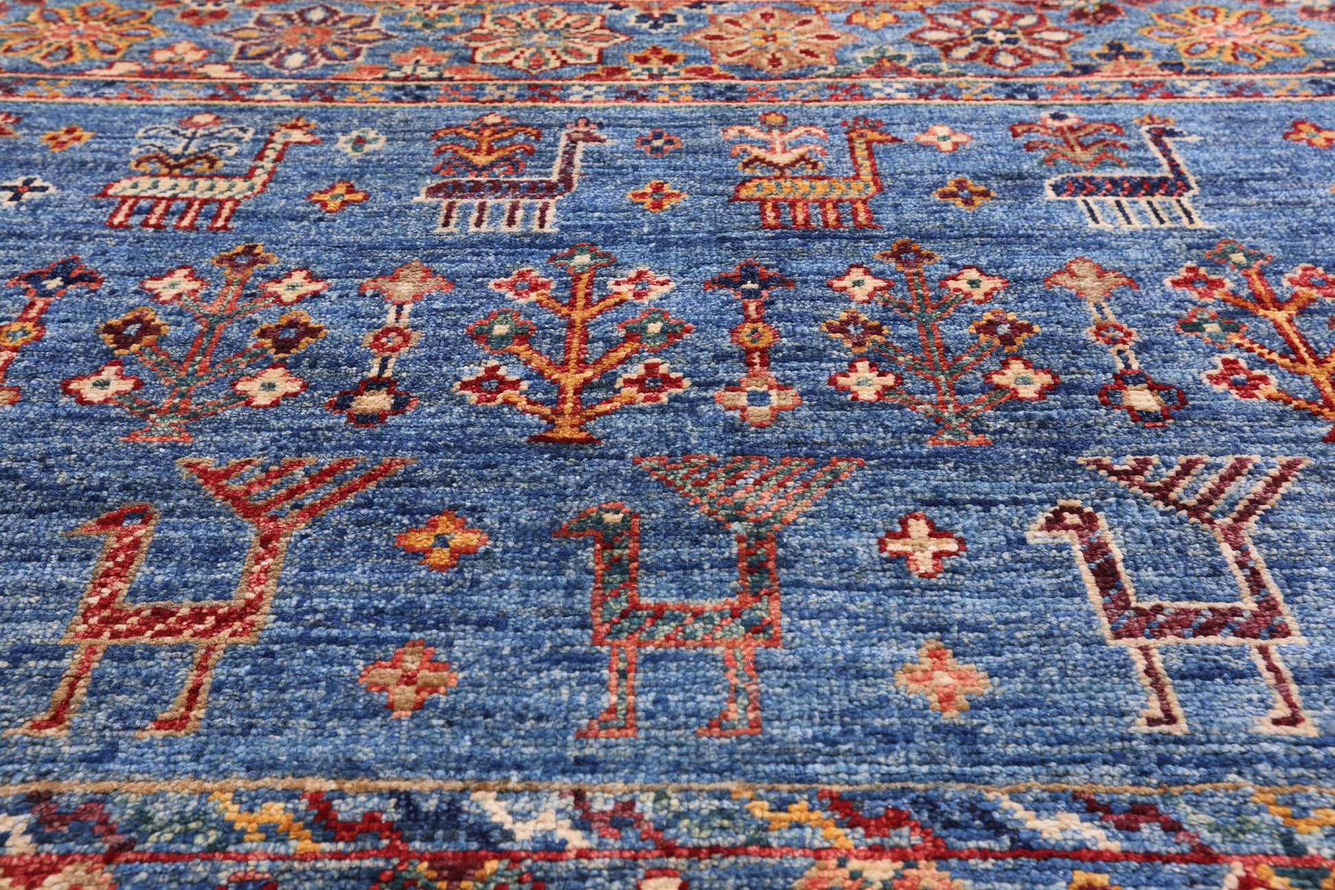 Blue Tribal Persian Gabbeh Hand Knotted Wool Rug - 5' 6" X 8' 5" - Golden Nile