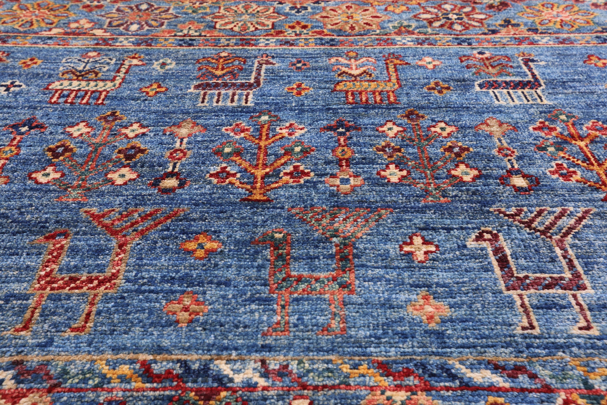 Blue Tribal Persian Gabbeh Hand Knotted Wool Rug - 5' 6" X 8' 5" - Golden Nile