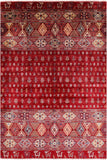 Red Tribal Persian Gabbeh Hand Knotted Wool Rug - 6' 6" X 9' 9" - Golden Nile