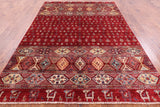Red Tribal Persian Gabbeh Hand Knotted Wool Rug - 6' 6" X 9' 9" - Golden Nile