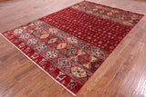 Red Tribal Persian Gabbeh Hand Knotted Wool Rug - 6' 6" X 9' 9" - Golden Nile