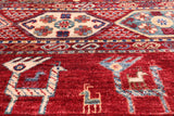 Red Tribal Persian Gabbeh Hand Knotted Wool Rug - 6' 6" X 9' 9" - Golden Nile