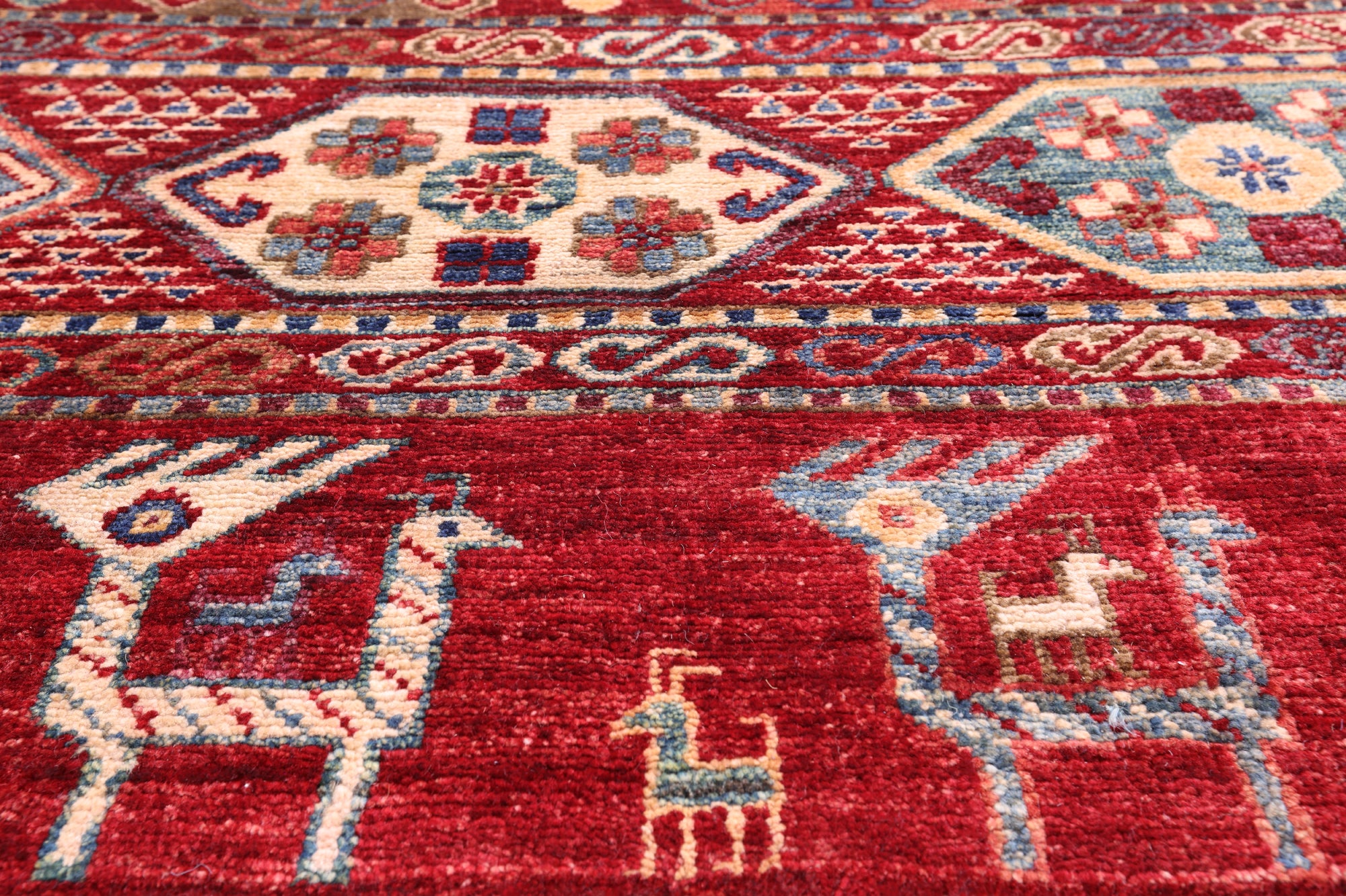 Red Tribal Persian Gabbeh Hand Knotted Wool Rug - 6' 6" X 9' 9" - Golden Nile