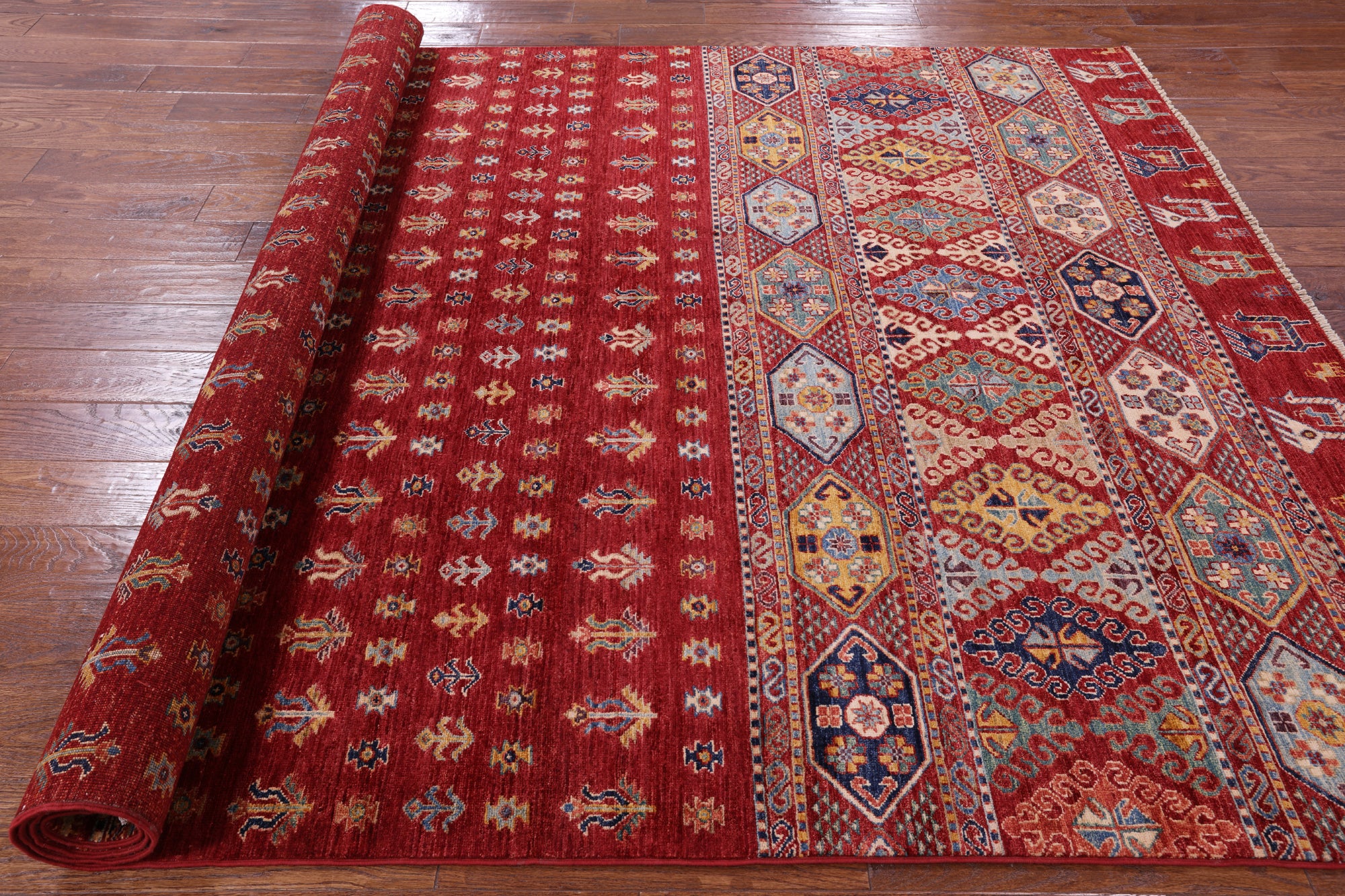 Red Tribal Persian Gabbeh Hand Knotted Wool Rug - 6' 7" X 9' 9" - Golden Nile